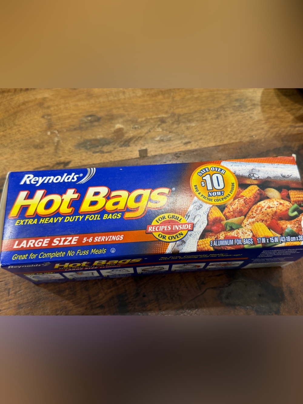 Reynolds Hot Bags Aluminum Foil Bags Large Size Extra Heavy Duty 5/6 Servings.